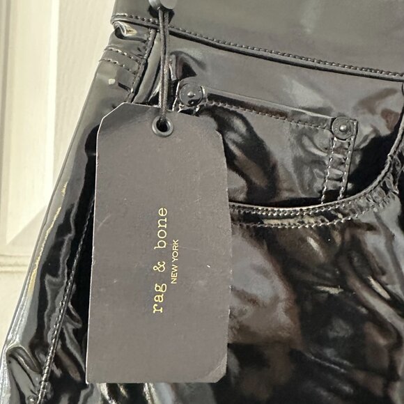 Rag & Bone Super HR Ankle Skinny VINYL Black - Picture 3 of 5